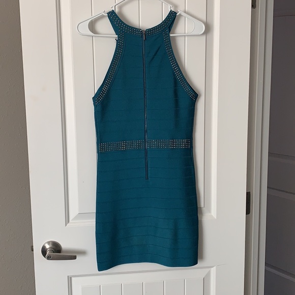 Teal Bebe Body-con Dress - Picture 2 of 3